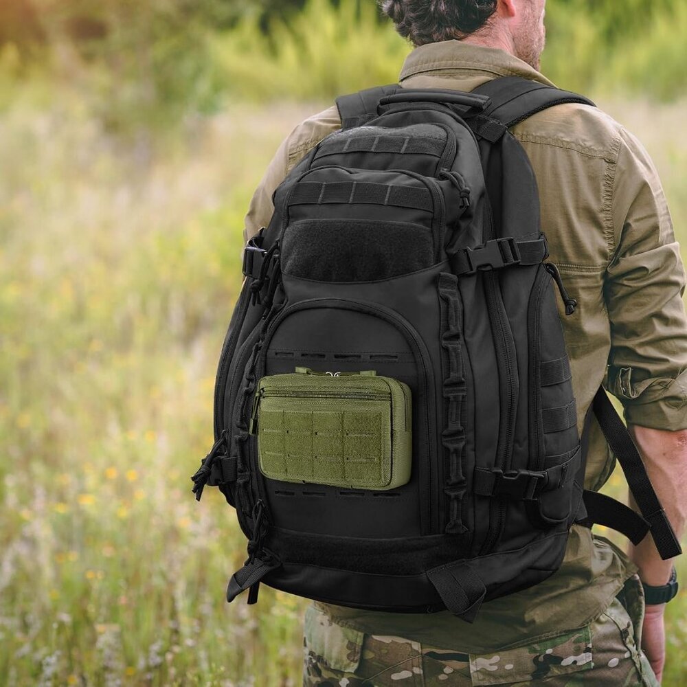 Green Tactical Molle Admin Pouch Utility Laser Cut EDC Tool Bag with Keychain - Picture 6 of 7
